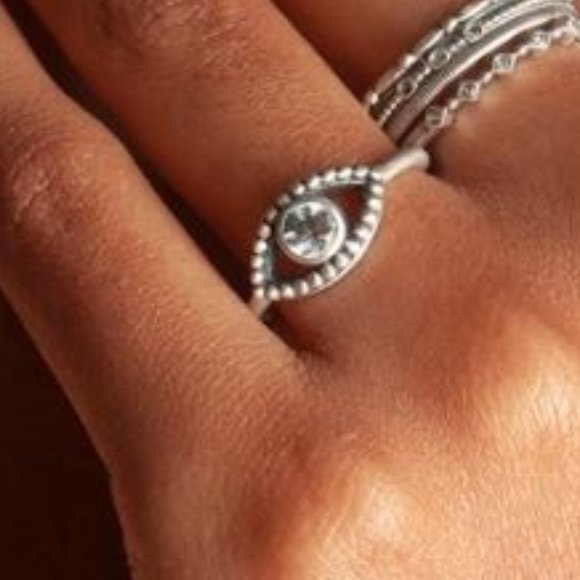 Satya Keeper of Positivity Eye 925 Sterling Silver Ring - Size 6 - Picture 2 of 2